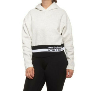 New Balance Athletics Select Boxy Hoodie Womens Sea Salt Heather size XL $80 NEW